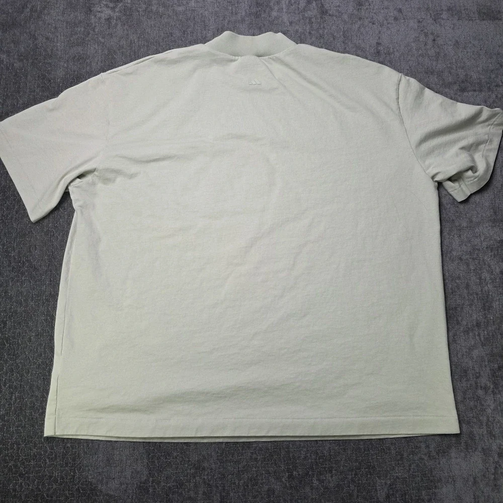 Adidas Basketball T Shirt Mens XL Metallic Gray Green Athletic Thick Collar